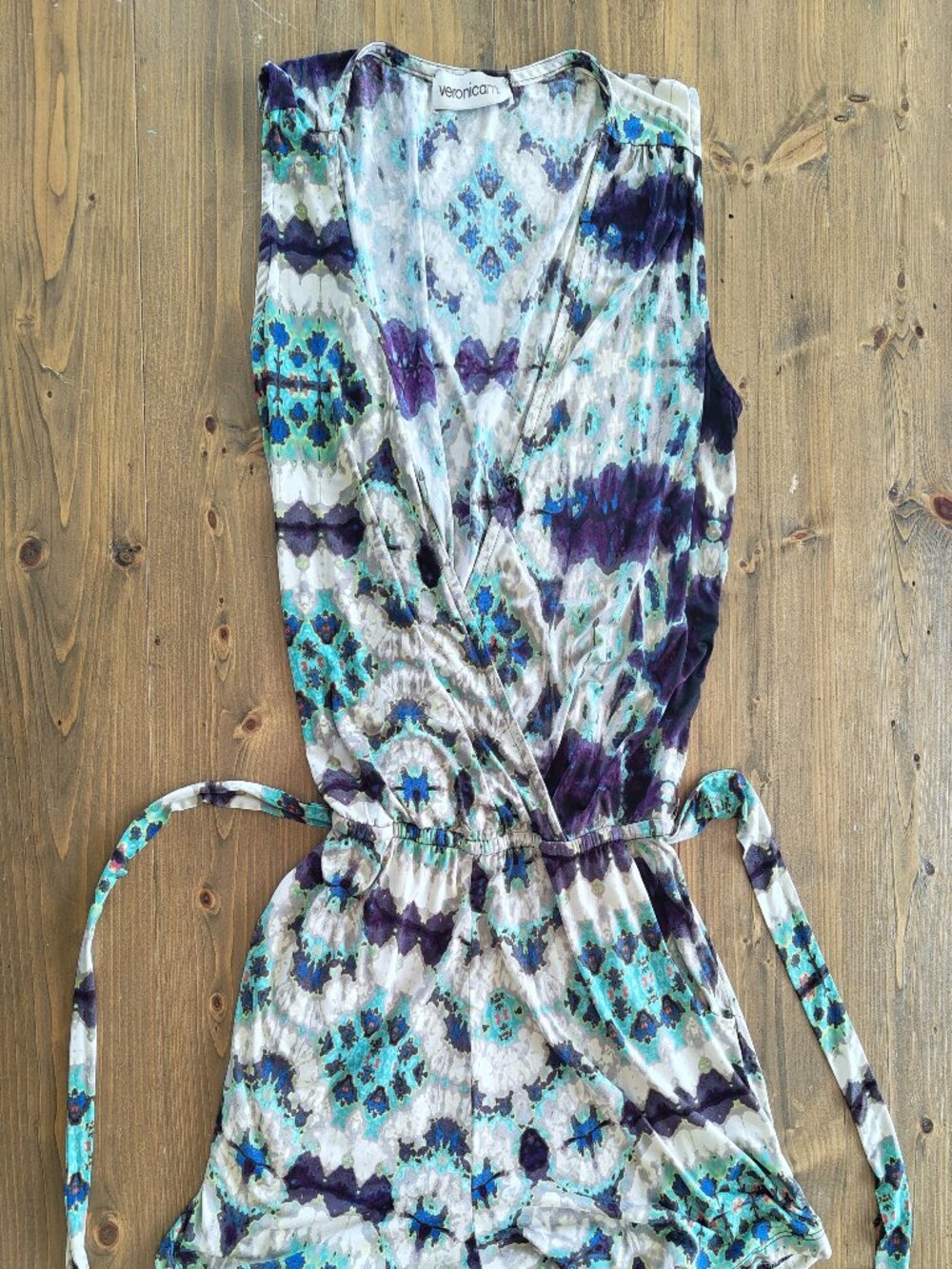Veronica M Printed Tie‑Waist Romper | Size M